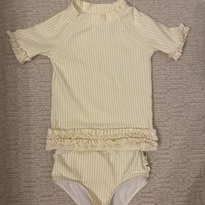 Ruffle Butts Yellow Striped Two Piece Swimsuit
